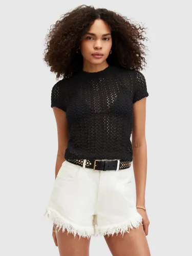 AllSaints Karma Stevie Crochet Style T-Shirt - Black - Female