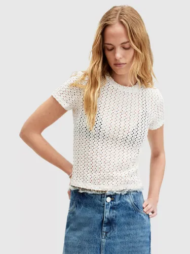 AllSaints Karma Stevie Crochet Style T-Shirt - Chalk White - Female