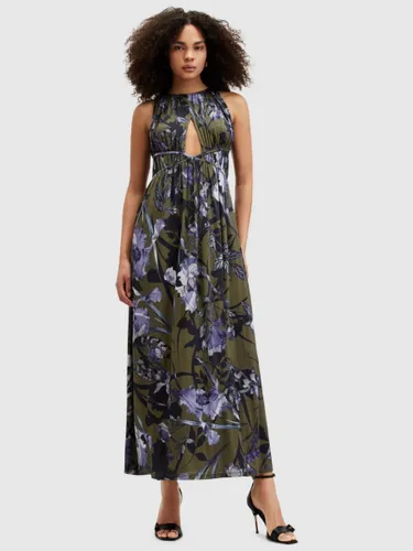 AllSaints Kaya Batu Floral Maxi Dress, Deep Khaki/Multi - Deep Khaki/Multi - Female