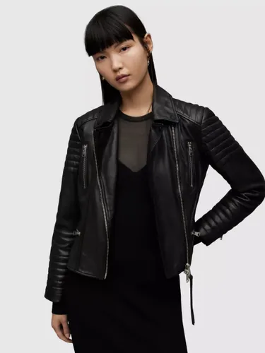 AllSaints Leoni Leather Biker Jacket, Black - Black - Female