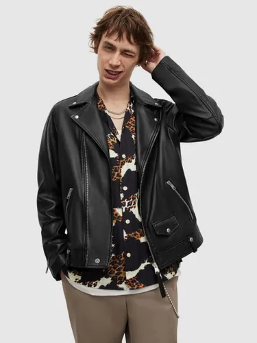 AllSaints Milo Leather Biker Jacket - Black - Male