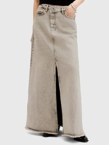 AllSaints Noir Denim Maxi Skirt, Sand Grey - Sand Grey - Female