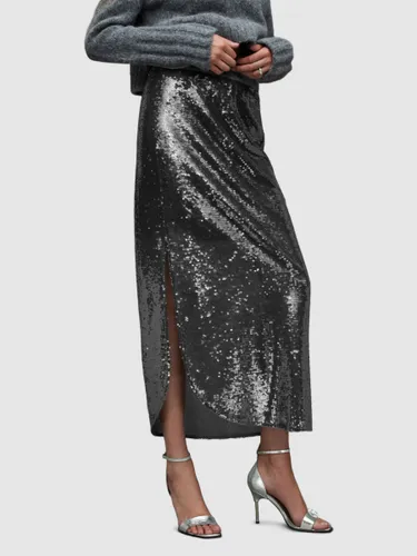 AllSaints Opal Sparkle Skirt, City Smoke Grey - City Smoke Grey - Female