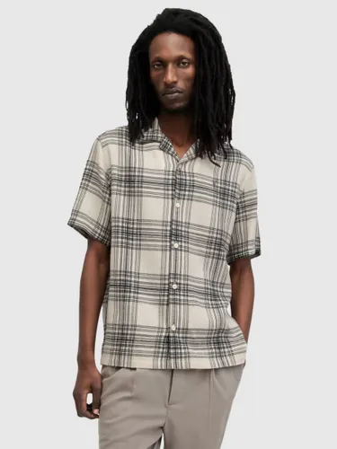 AllSaints Padres Short Sleeve Check Print Shirt - White - Male
