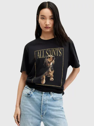 AllSaints Pepper Oversized Graphic T-Shirt, Black/Multi - Black/Multi - Female