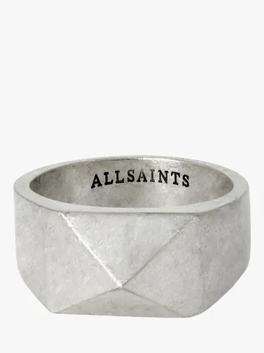 AllSaints Pyramid Signet Ring, Warm Silver - Warm Silver - Male - Size: Medium