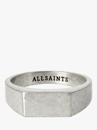 AllSaints Rectangle Signet Ring, Warm Silver - Warm Silver - Male - Size: Medium