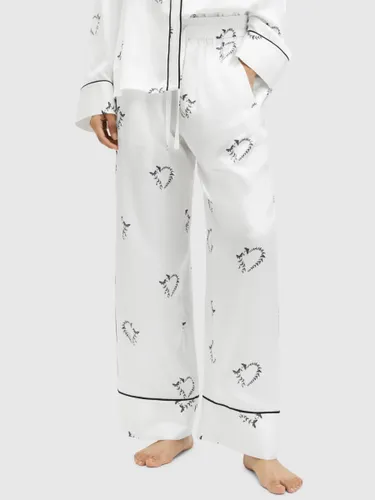 AllSaints Sofi Silk Blend Escalera Pyjama Trousers, Ecru White - Ecru White - Female