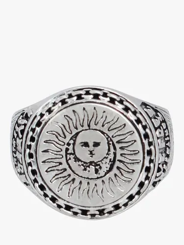 AllSaints Sun Signet Ring, Silver - Warm Silver - Male - Size: Large