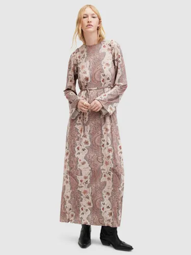 AllSaints Susannah Cascade Maxi Dress, Clay Pink/Multi - Clay Pink/Multi - Female