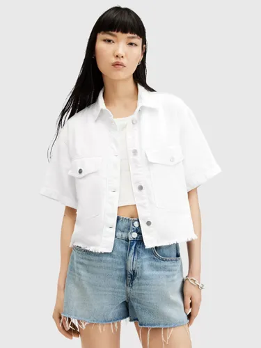 AllSaints Tove Short Sleeve Denim Shirt, Off White - Off White - Female