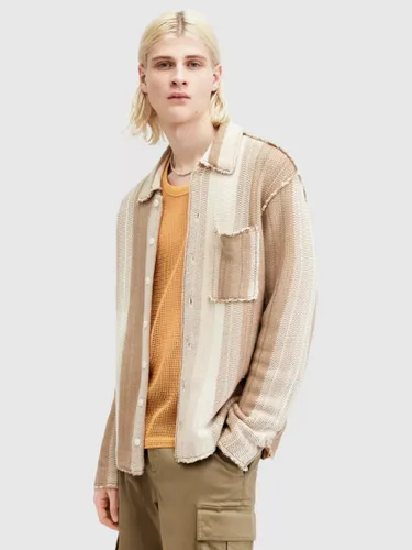 AllSaints Truck Long Sleeve Cardigan, Dust Taupe - Dust Taupe - Male