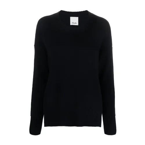 Allude , Flat Knit Sweater ,Black female, Sizes: