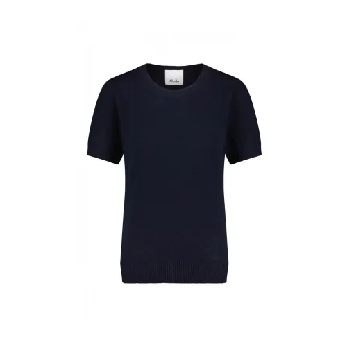 Allude , Short Sleeve Cashmere Sweater ,Blue male, Sizes: