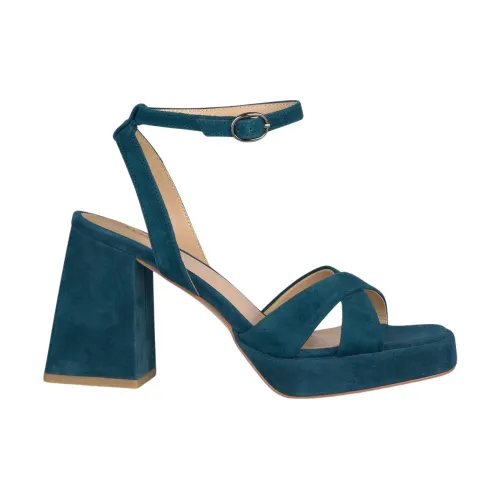 Alma EN Pena , Block Heel Cross-Strap Sandals ,Blue female, Sizes: