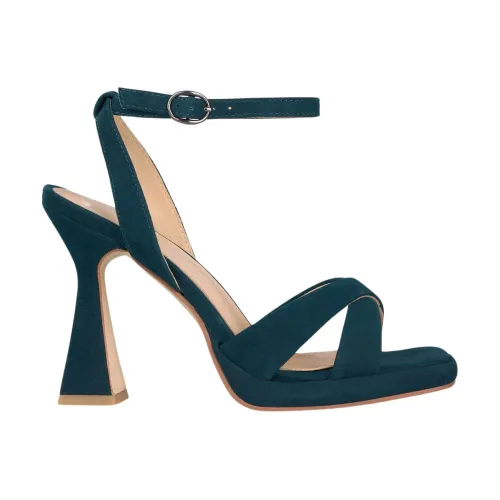 Alma EN Pena , Crossed Strap Heeled Sandals ,Blue female, Sizes: