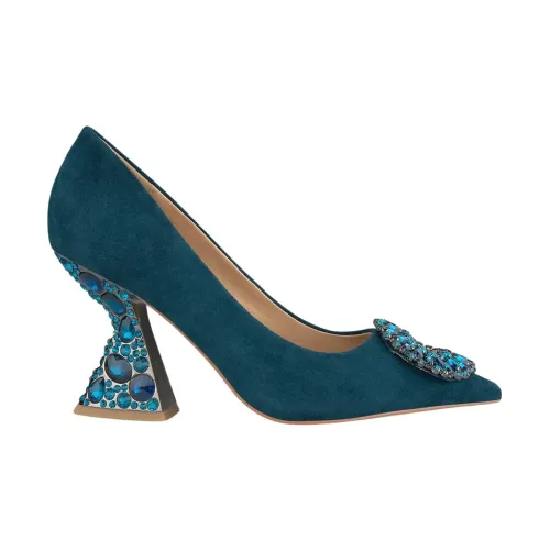 Alma EN Pena , Embellished Leather Pointed Toe Pumps ,Blue female, Sizes:
