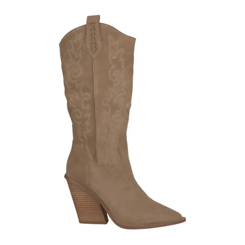 Alma EN Pena , Embroidered Leather Boots with Pointed Toe ,Beige female, Sizes: