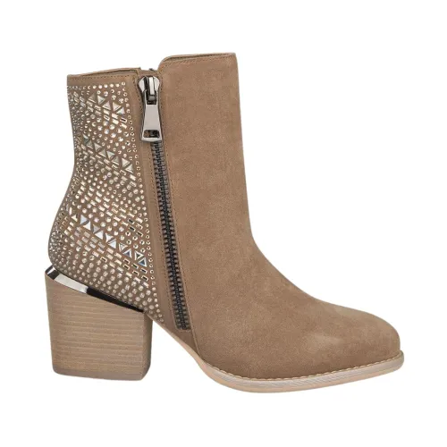 Alma EN Pena , Heeled Rhinestone Ankle Boots ,Brown female, Sizes: