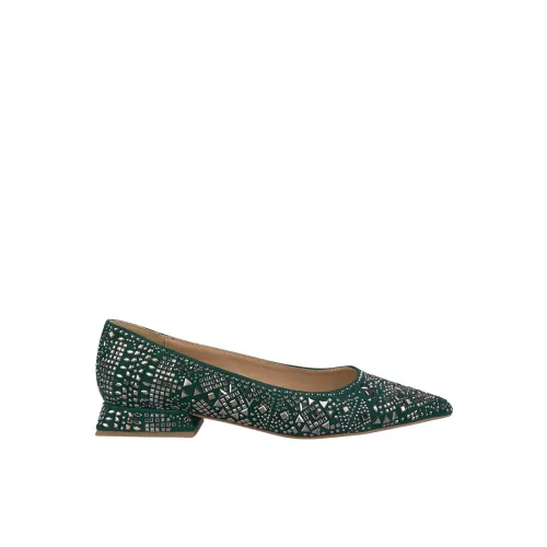 Alma EN Pena , Leather Ballerina Pumps with Pointed Toe ,Green female, Sizes: