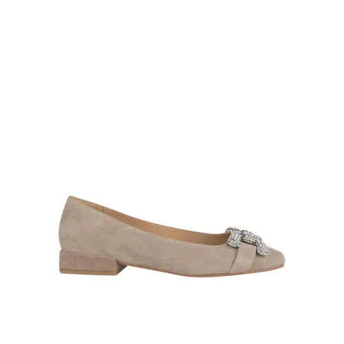 Alma EN Pena , Leather Ballerina Sandals with Square Toecap ,Beige female, Sizes: