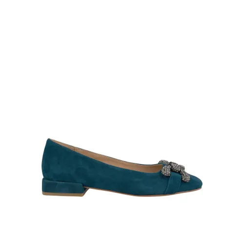 Alma EN Pena , Leather Ballerina Sandals with Square Toecap ,Blue female, Sizes: