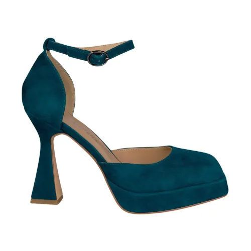 Alma EN Pena , Leather Heeled Sandals ,Blue female, Sizes:
