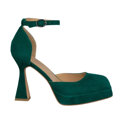 Alma EN Pena , Leather Heeled Sandals ,Green female, Sizes: