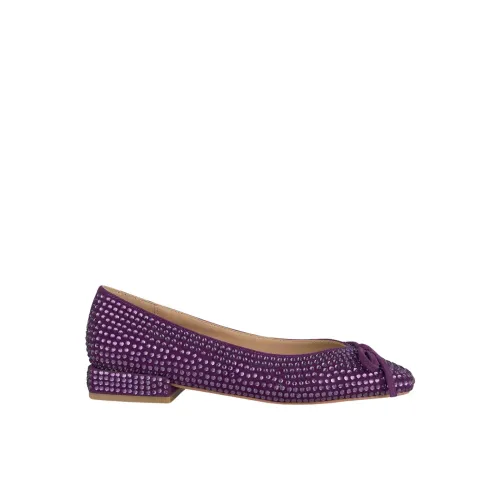 Alma EN Pena , Leather Square Toe Ballerina Sandals ,Purple female, Sizes: