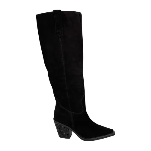 Alma EN Pena , Pointed Toe Leather High Boots ,Black female, Sizes: