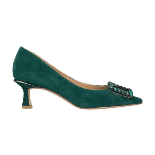 Alma EN Pena , Rhinestone Embellished Heeled Pump Shoes ,Green female, Sizes: