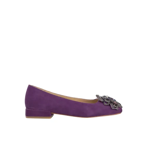 Alma EN Pena , Rhinestone Flower Ballerina Flats ,Purple female, Sizes:
