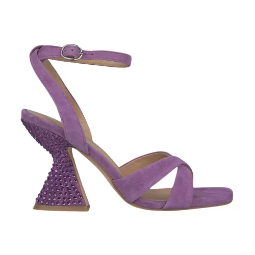 Alma EN Pena , Rhinestone Heeled Sandals ,Purple female, Sizes: