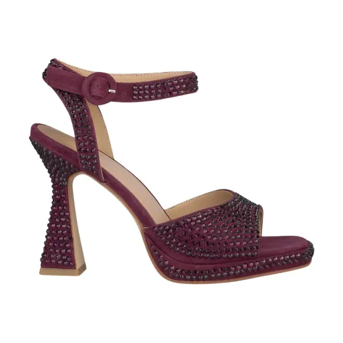 Alma EN Pena , Rhinestone Heeled Sandals ,Red female, Sizes: