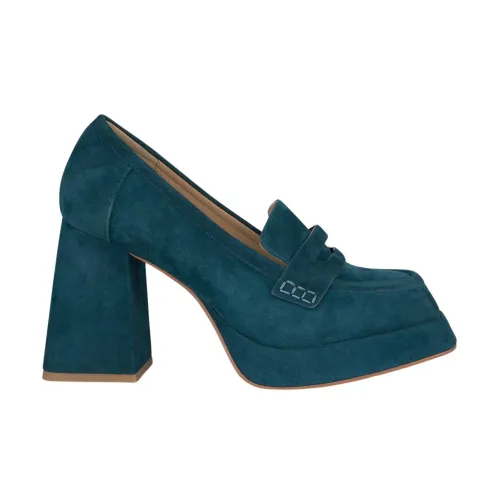 Alma EN Pena , Square Toe Block Heel Pumps ,Blue female, Sizes: