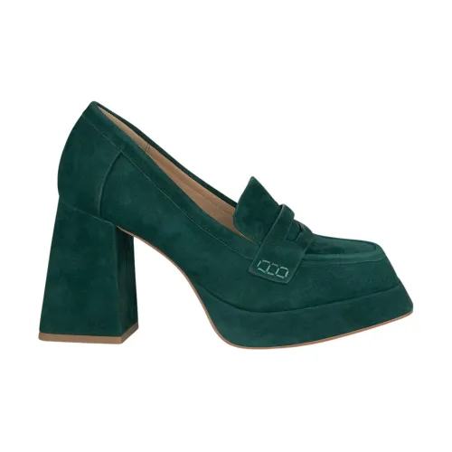 Alma EN Pena , Square Toe Block Heel Pumps ,Green female, Sizes: