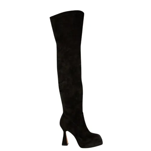 Alma EN Pena , Square Toe Leather Ankle Boots ,Black female, Sizes: