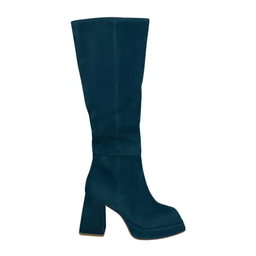 Alma EN Pena , Square Toe Leather Ankle Boots ,Blue female, Sizes: