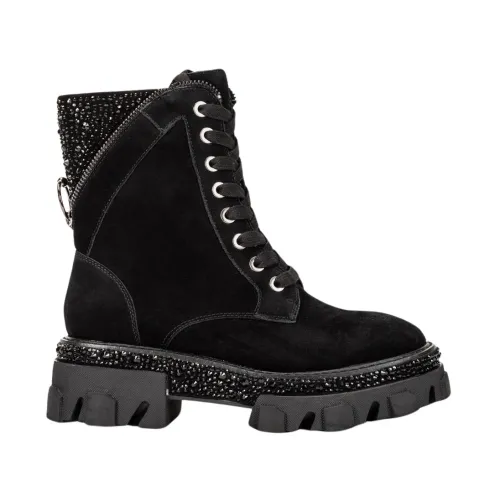 Alma EN Pena , Studded Leather Ankle Boots ,Black female, Sizes: