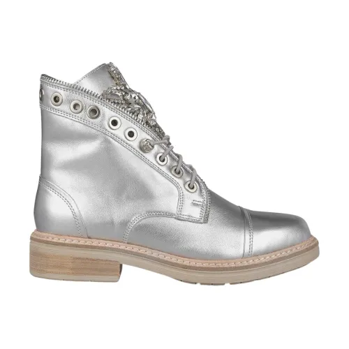 Alma EN Pena , Studded Leather Ankle Boots ,Gray female, Sizes:
