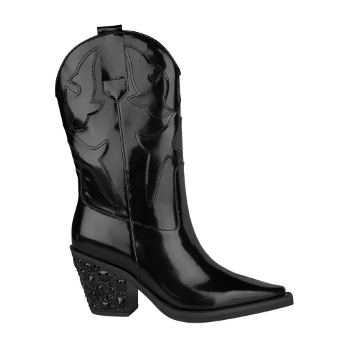 Alma EN Pena , Studded Leather Cowboy Boots ,Black female, Sizes: