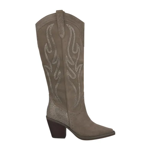 Alma EN Pena , Studded Leather Cowboy Boots ,Gray female, Sizes: