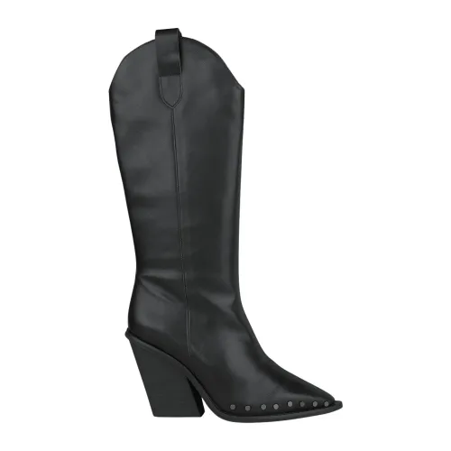Alma EN Pena , Studded Leather Pointed Toe Boots ,Black female, Sizes: