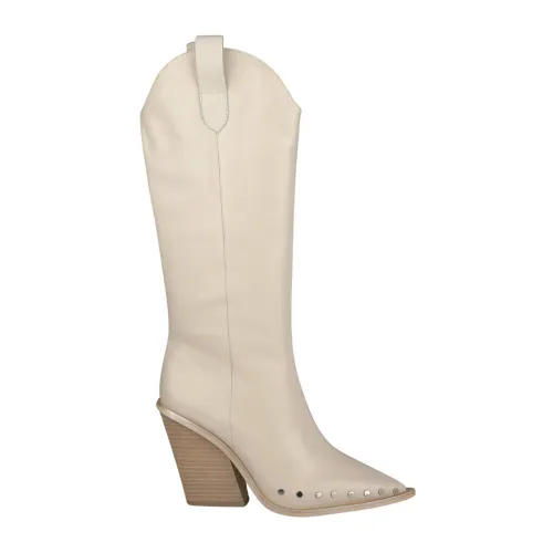 Alma EN Pena , Studded Leather Pointed Toe Boots ,White female, Sizes: