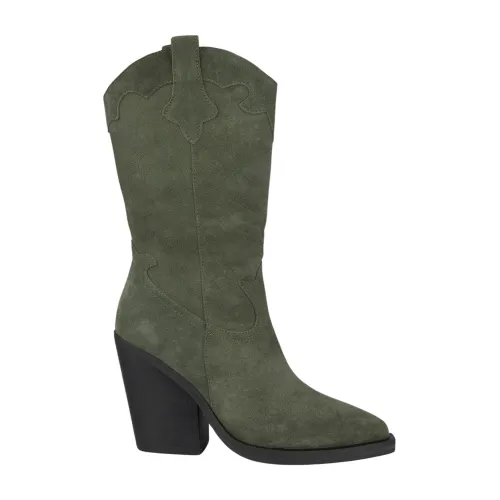 Alma EN Pena , Womens Leather Pointed Toe Boots ,Green female, Sizes:
