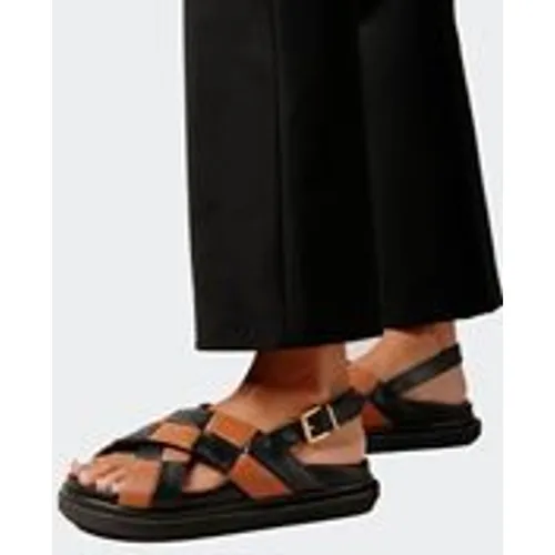 Alohas Women's Marshmallow Scacchi Sandal in Black / Tan