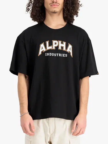 Alpha Industries College Logo Crew Neck T-Shirt - Black - Male