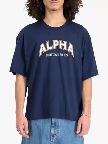 Alpha Industries College Logo Crew Neck T-Shirt - Ultra Navy - Male