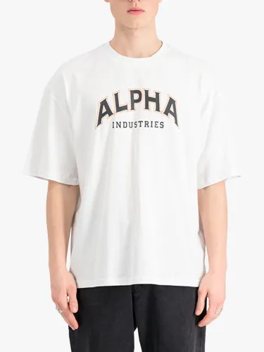 Alpha Industries College Logo Crew Neck T-Shirt - White - Male