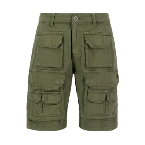 Alpha Industries , Green Cotton Battle Shorts ,Green male, Sizes:
